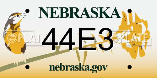 44E3 Nebraska License Plate