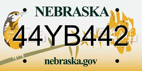 44YB442 Nebraska License Plate