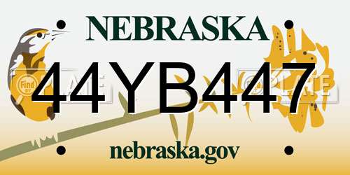 44YB447 Nebraska License Plate