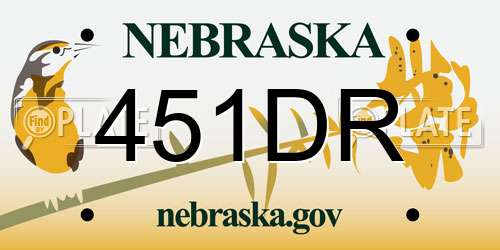 451DR Nebraska License Plate