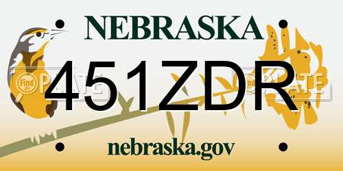 451ZDR Nebraska License Plate