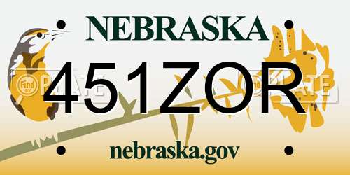 451ZOR Nebraska License Plate