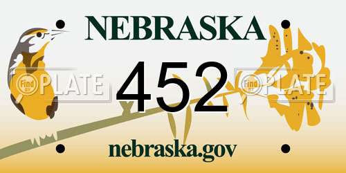 452 Nebraska License Plate