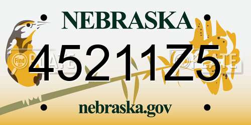 45211Z5 Nebraska License Plate