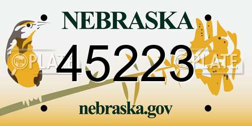 45223 Nebraska License Plate