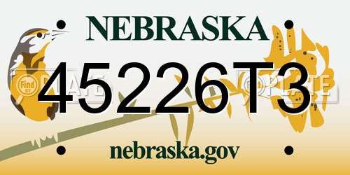 45226T3 Nebraska License Plate