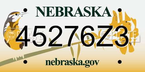 45276Z3 Nebraska License Plate