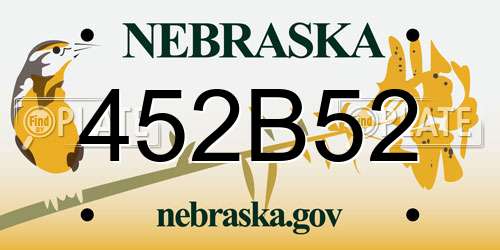 452B52 Nebraska License Plate
