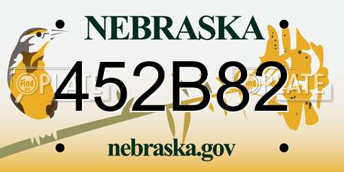 452B82 Nebraska License Plate