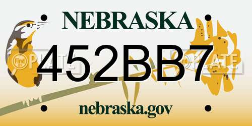 452BB7 Nebraska License Plate