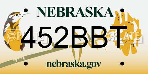 452BBT Nebraska License Plate