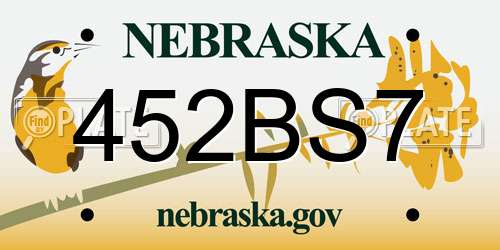 452BS7 Nebraska License Plate