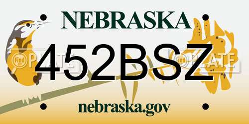 452BSZ Nebraska License Plate