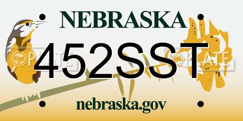 452SST Nebraska License Plate