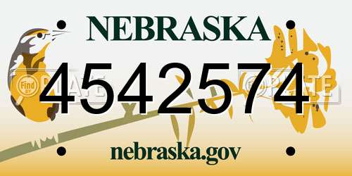 4542574 Nebraska License Plate