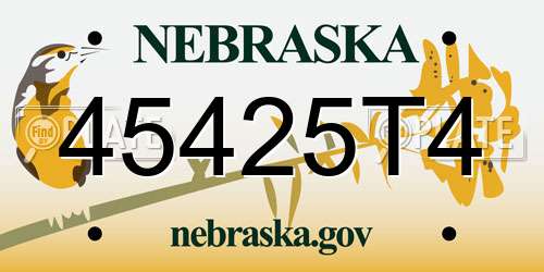 45425T4 Nebraska License Plate