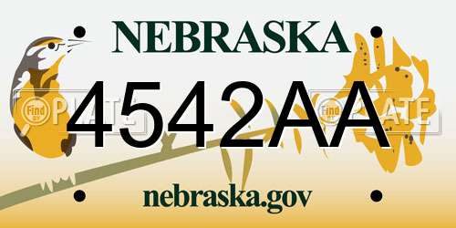 4542AA Nebraska License Plate