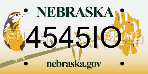 4545IO Nebraska License Plate