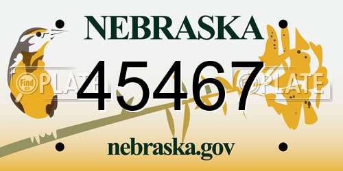 45467 Nebraska License Plate