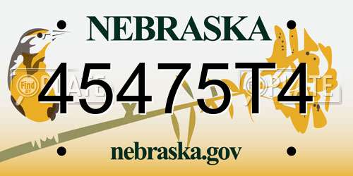 45475T4 Nebraska License Plate