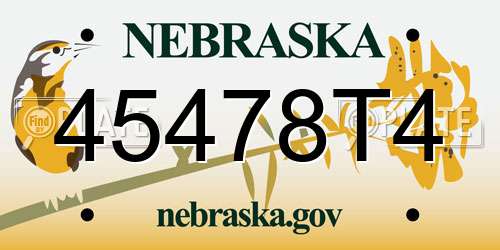 45478T4 Nebraska License Plate