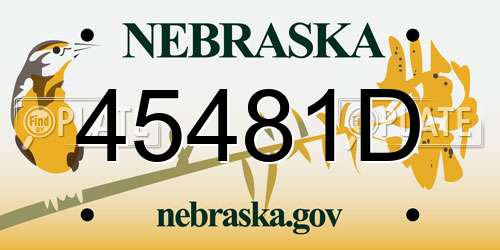 45481D Nebraska License Plate