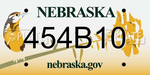 454B10 Nebraska License Plate