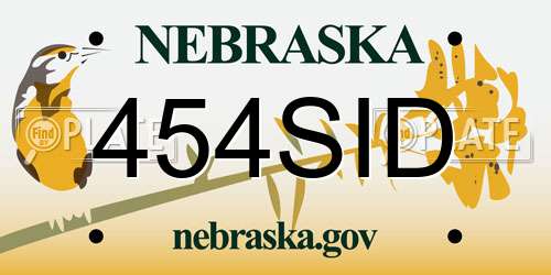 454SID Nebraska License Plate