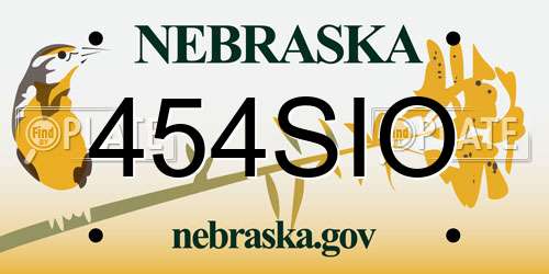 454SIO Nebraska License Plate
