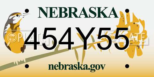 454Y55 Nebraska License Plate