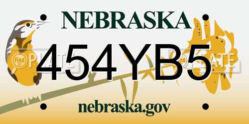 454YB5 Nebraska License Plate