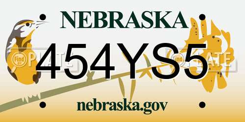 454YS5 Nebraska License Plate