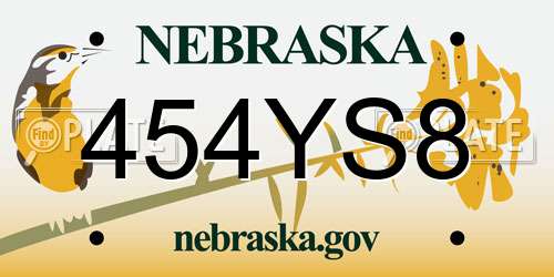 454YS8 Nebraska License Plate
