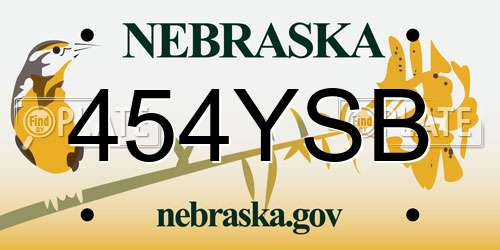 454YSB Nebraska License Plate