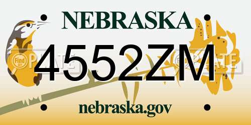 4552ZM Nebraska License Plate