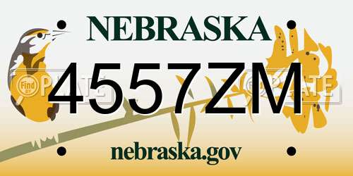 4557ZM Nebraska License Plate