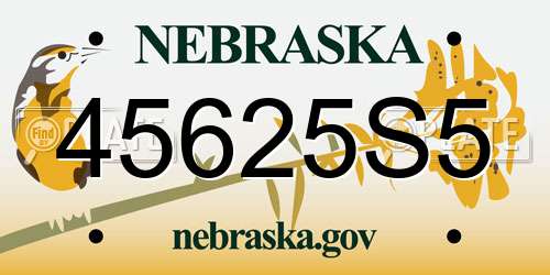 45625S5 Nebraska License Plate