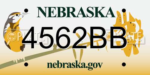 4562BB Nebraska License Plate