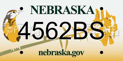 4562BS Nebraska License Plate
