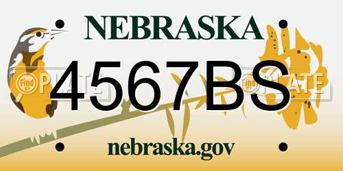 4567BS Nebraska License Plate