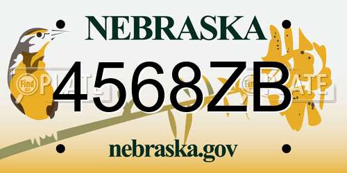 4568ZB Nebraska License Plate