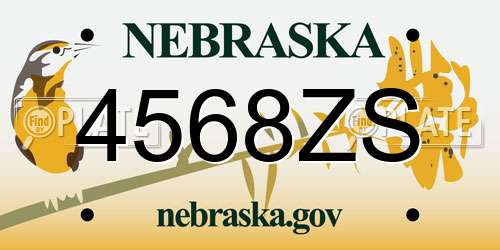 4568ZS Nebraska License Plate