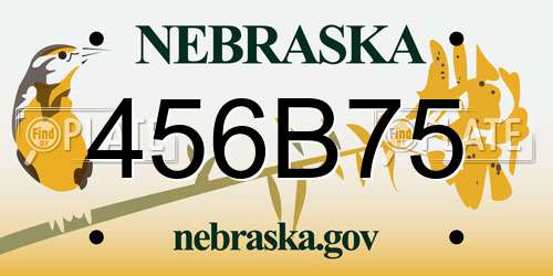 456B75 Nebraska License Plate