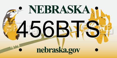456BTS Nebraska License Plate