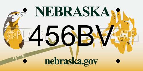 456BV Nebraska License Plate
