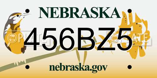 456BZ5 Nebraska License Plate
