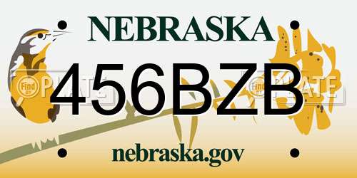 456BZB Nebraska License Plate
