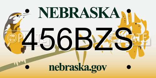 456BZS Nebraska License Plate
