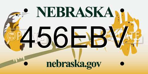 456EBV Nebraska License Plate