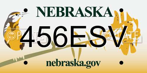 456ESV Nebraska License Plate